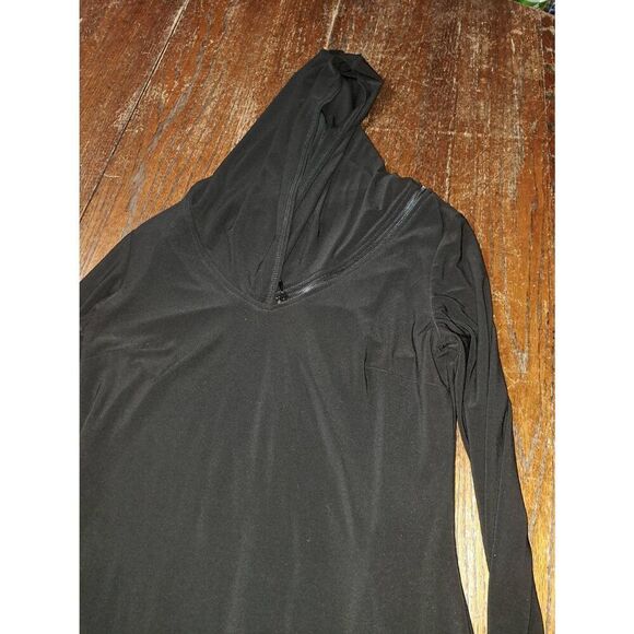 Sz 8 Joseph Ribkoff Black Long Sleeve Stretch Dress with Hood Zipper Detail - Picture 3 of 5